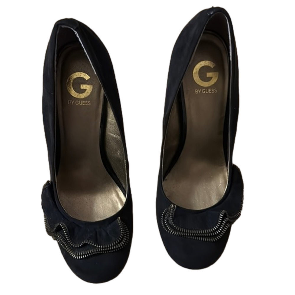 G by Guess Black Heels with Silver Accents